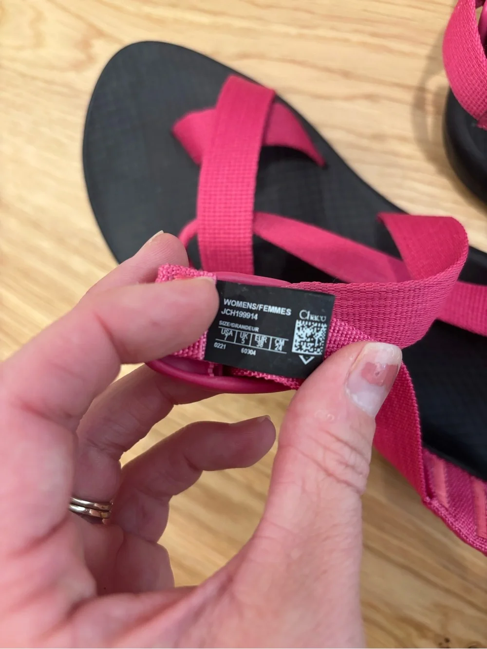 Pink strap Chacos